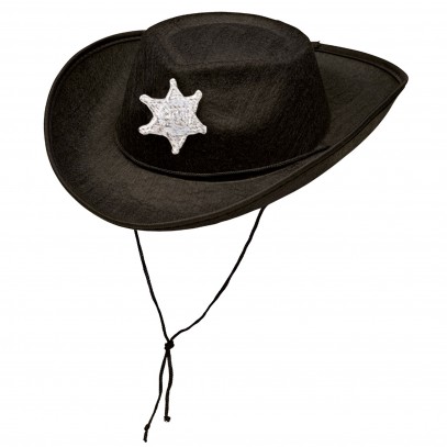 Cowboyhut mit Stern schwarz für Kinder