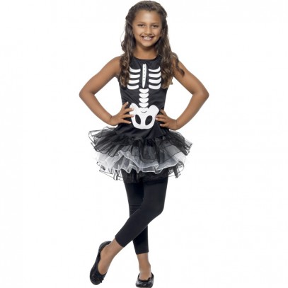 Süßes Girlie Skelett Kostüm für Mädchen