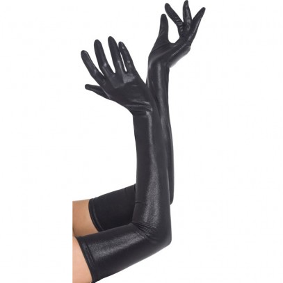 Lange schwarze Lack-Handschuhe