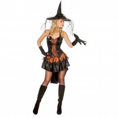 Sexy Hexe Halloween Damenkostüm kupfer-schwarz