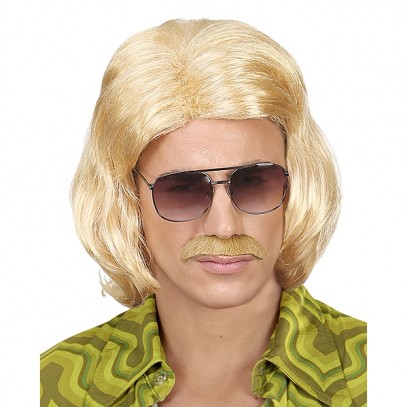 70er Jahre Dandy Perücke blond mit Schnurrbart 1