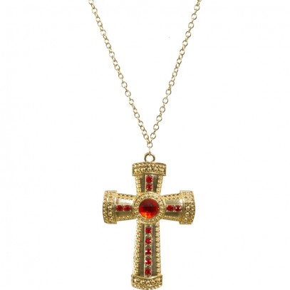 Bischof Kreuzkette rot-gold