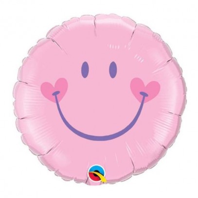 Smileygesicht Folienballon Rosa