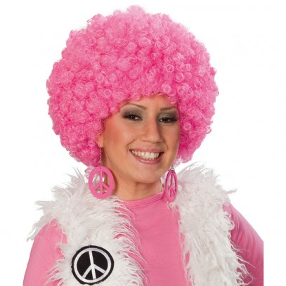 Hippie Afro Perücke pink