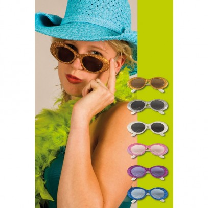 Glitter-Partybrille rund in 6 Farben