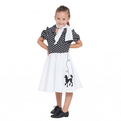 50er Jahre Pudel Kinderkleid schwarz-weiß