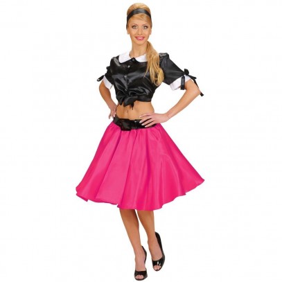 50s Satin-Rock mit Petticoat pink