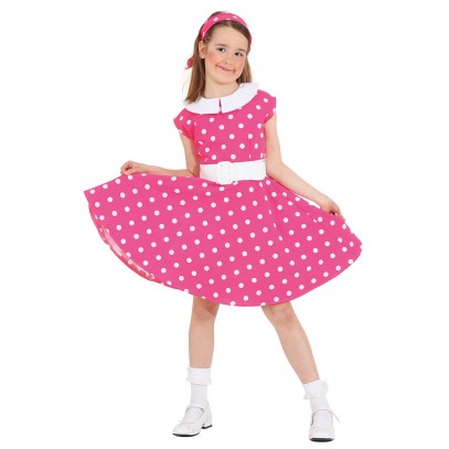 Rock ´n´ Roll Kleid Kinderkostüm pink