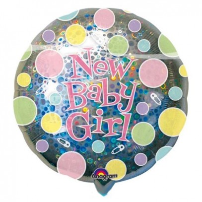 Holografischer XXL Folienballon New Baby Girl