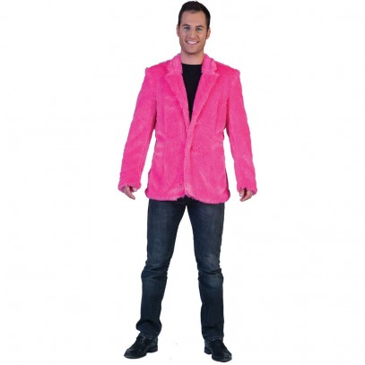 Verrückte Plüschfell-Jacke für Herren pink