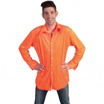 70er Jahre Hemd für Herren in Neon-Orange