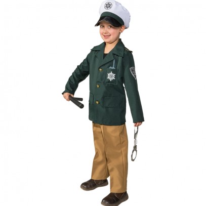 Polizisten Uniform grün Kinderkostüm