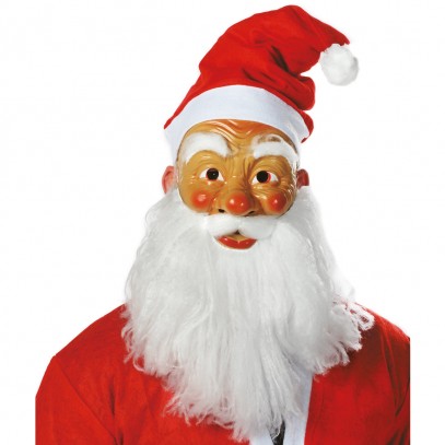 Weihnachtsmann Maske mit Bart und Perücke