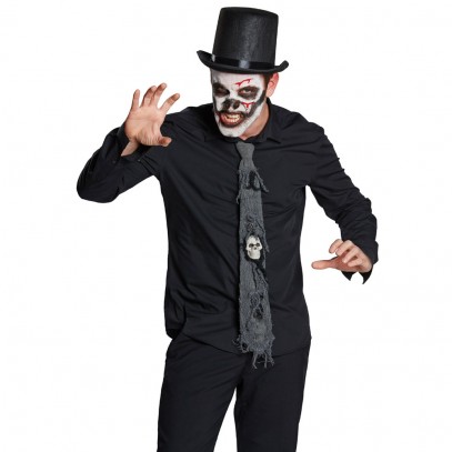 Totenkopf Halloween Krawatte grau