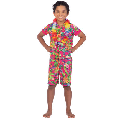 Hawaii Set Kostüm für Kinder pink