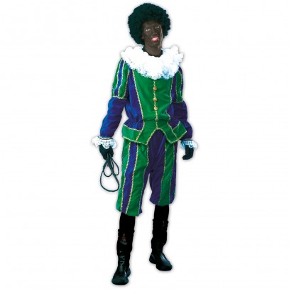 Zwarter Piet Nikolaushelfer Kostüm grün-blau