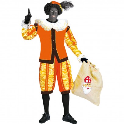 Zwarter Piet Peter Herrenkostüm orange