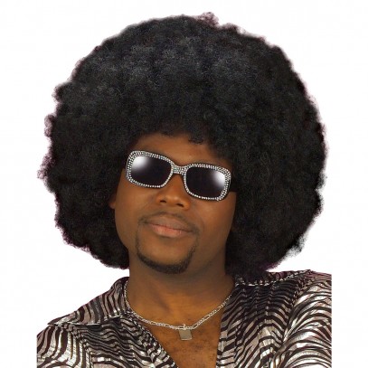 70er Jahre Style Afro Perücke schwarz für Damen und Herren