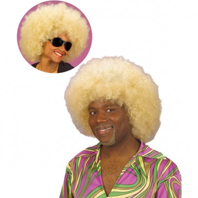 70er Jahre Style Afro Perücke blond für Damen und Herren