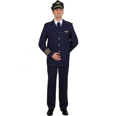 Flugkapitän Piloten Uniform Herrenkostüm 3-teilig