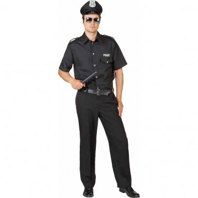 Police Officer Uniform Herrenkostüm schwarz