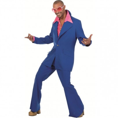 70er Disco Fever Anzug in blau 1