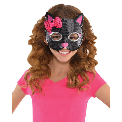 Black Cat Pailletten Maske für Mädchen