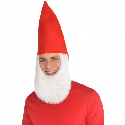 Rote Zwergen Mütze mit Bart