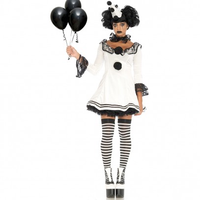 Pierrot Clown Damenkostüm Deluxe