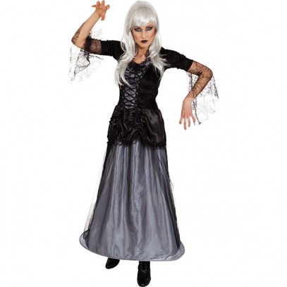 Silbernes Spinnen Gothic Kostüm für Damen