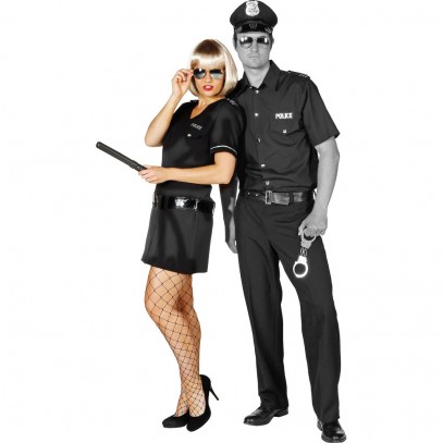 Police Girl Kleid Damenkostüm schwarz
