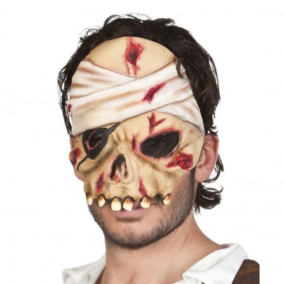 Verwundeter Pirat Latex Halbmaske
