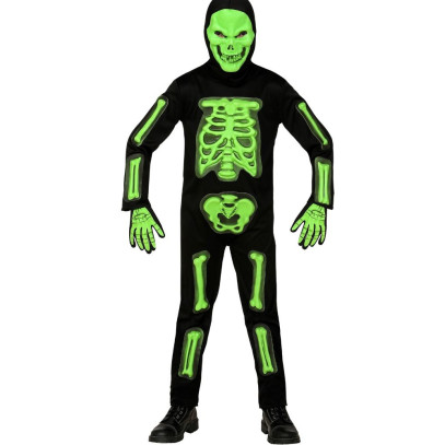 3D Skelett Overall neon-grün für Kinder
