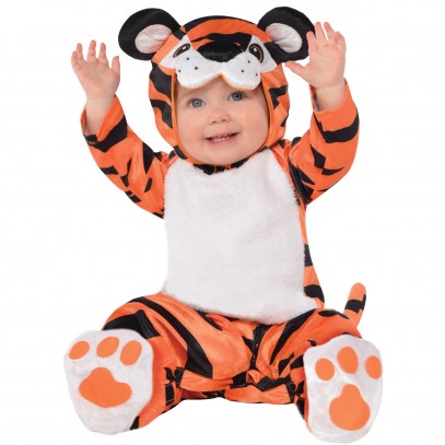 Tiger-Kostüm für Babys schwarz-weiss-orangefarben Cod.230948 