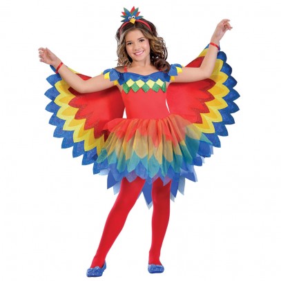 Farbenfrohes Papageien Kostüm für Mädchen