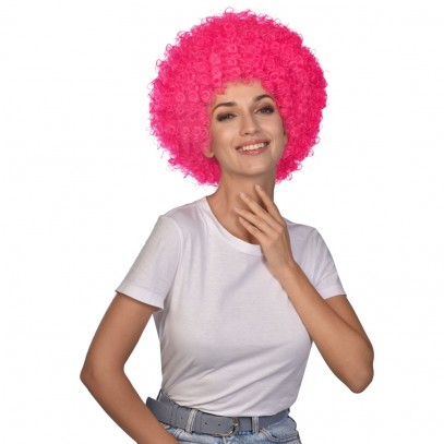 Coole Afro Perücke in Pink
