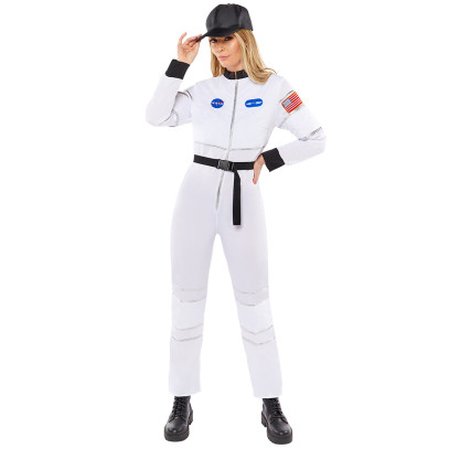 Astronautin Overall Damenkostüm weiß
