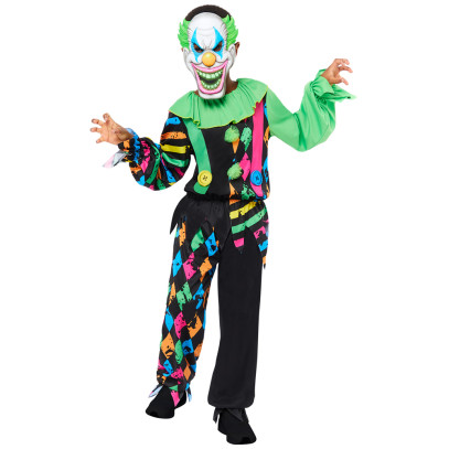 Neon Horror Clown Boy Jungenkostüm