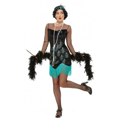 20er Jahre Pfau Flapper Kostüm für Damen