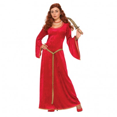 Mittelalterliche Lady in Red Damenkostüm