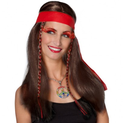 Anne Piratin Perücke braun mit Stirnband
