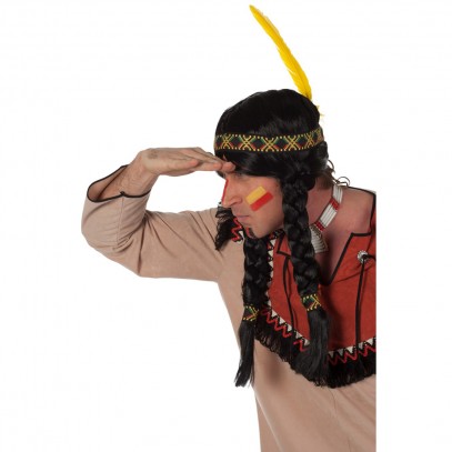 Apache Indianer Zopfperücke schwarz