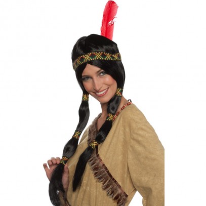Apache Indianerin Zopfperücke schwarz