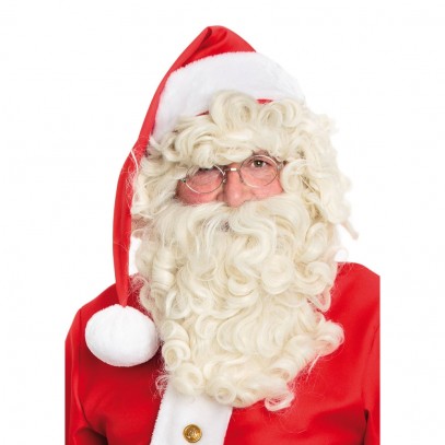 Weihnachtsmann Premium Perücke mit Bart natur