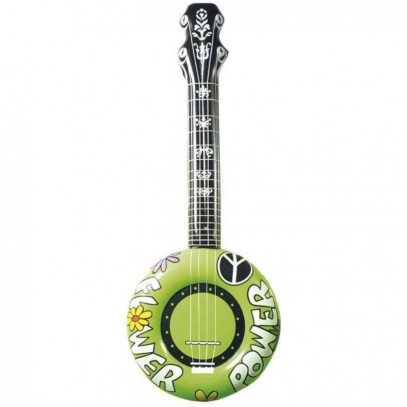 Aufblasbare Flower-Power Gitarre grün