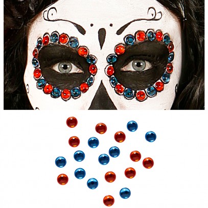 Augen Dekosteinchen 40er-Set blau/rot 1