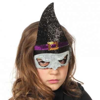 Böse Hexe Pailletten Maske für Kinder