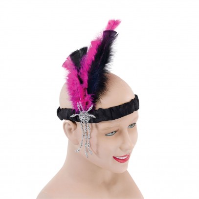 20er Jahre Stirnband schwarz-pink