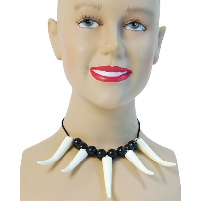 Zahn Perlenkette schwarz-weiß