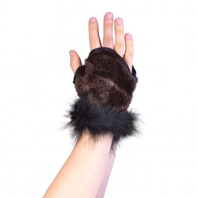Plüschfell Tier Handschuhe braun